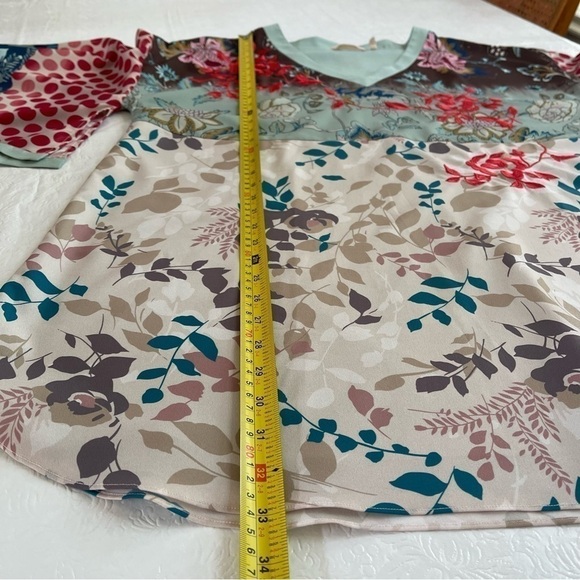Soft Surroundings Izumi Pullover Kimono Sleeve Asian Floral V-Neck Tunic Blouse - Picture 11 of 13
